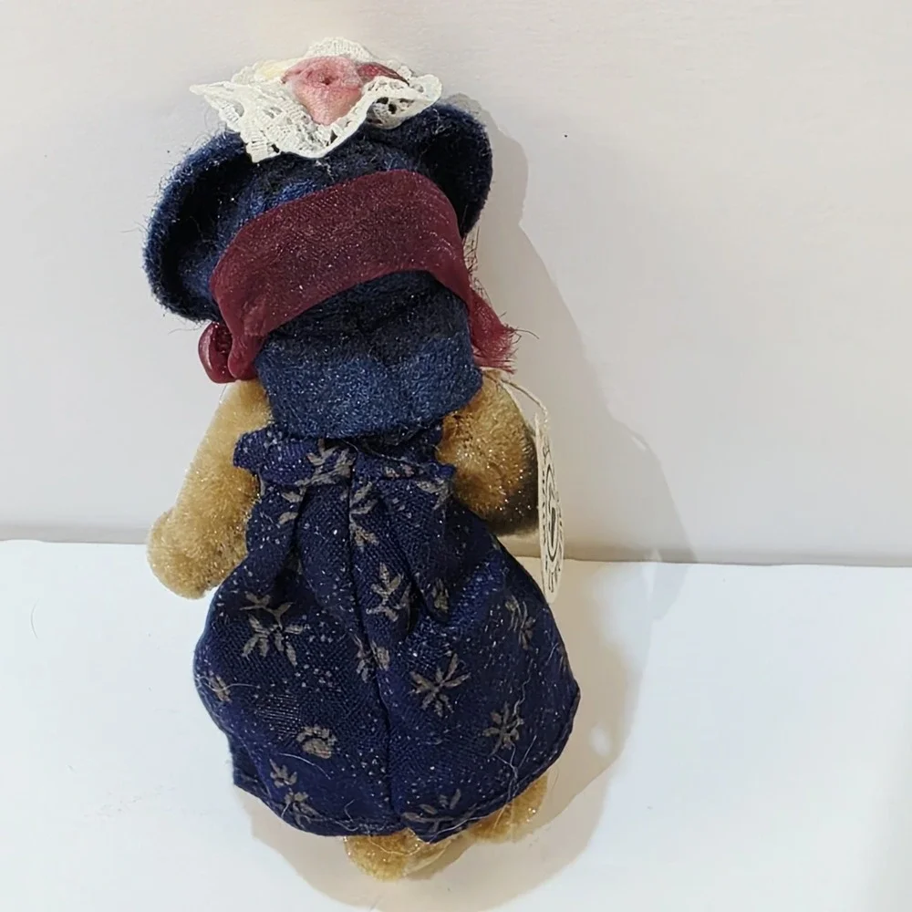 Vintage Boyd's Bears Plush T. F. Wuzzie TATUM Blue Dress & Hat 3.5 Inches